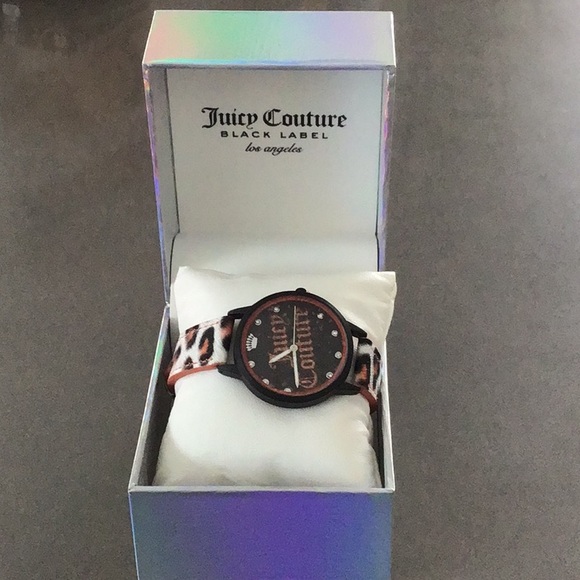Juicy Couture Accessories - Juicy Couture Black Label NWT Black & Red Cheetah print Analog Wristwatch.